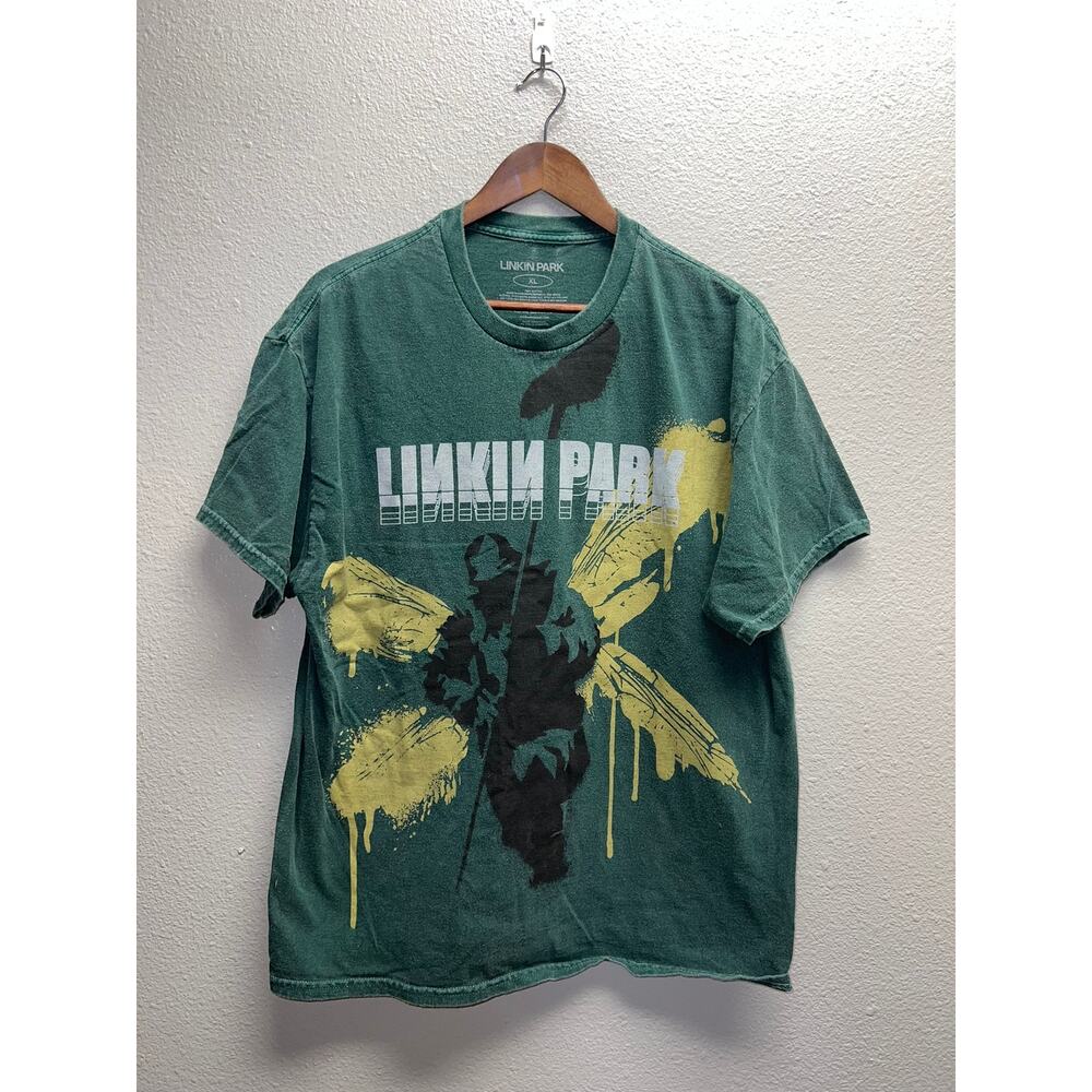 Linkin Park Hybrid Theory Shirt Soldier Wings Green Band Tour Graphic Tee XL